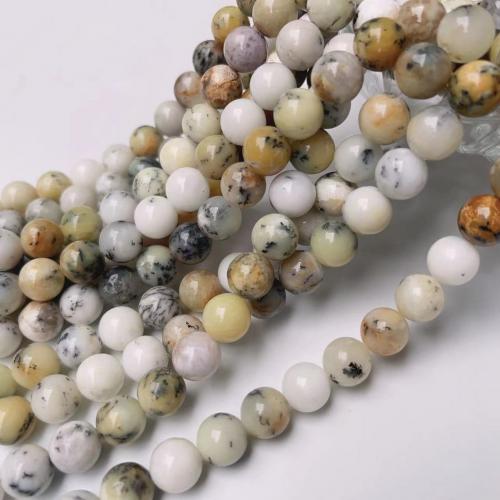 Perles bijoux en pierres gemmes, Blanc opale, Rond, poli, DIY & normes différentes pour le choix, couleurs mélangées, Vendu par brin