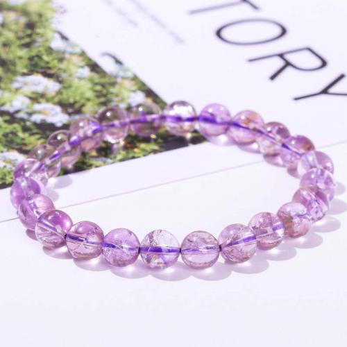 Quartz Bracelets Amethyst Round fashion jewelry & for woman purple Length Approx 18 cm Sold By PC
