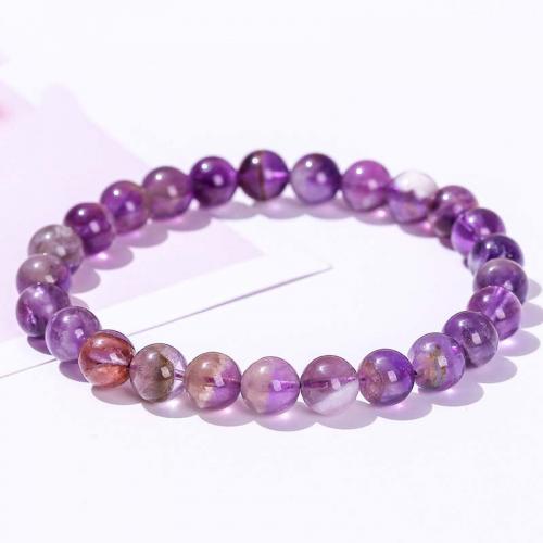 Quartz Bracelets, Amethyst, Round, fashion jewelry & different size for choice & for woman, purple, Length:Approx 18 cm, Sold By PC