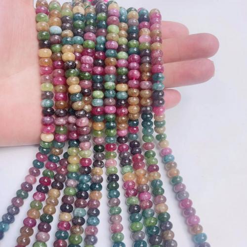 Gemstone smykker perler, Turmalin, Abacus, poleret, du kan DIY & forskellig størrelse for valg, blandede farver, Solgt Per Ca. 38 cm Strand