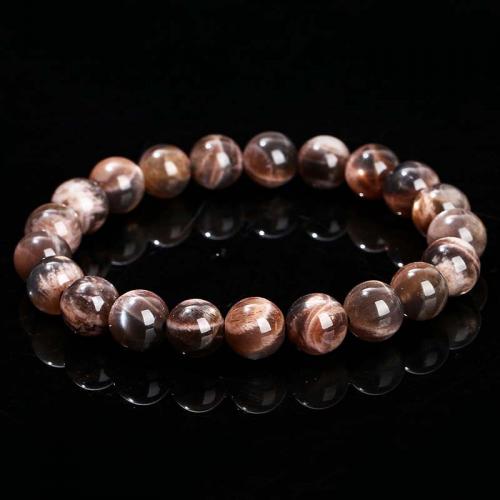 Gemstone Bracelets, Elestial Skeletal Black Moonstone, Round, fashion jewelry & Unisex & different size for choice, more colors for choice, Length:Approx 18 cm, Sold By PC
