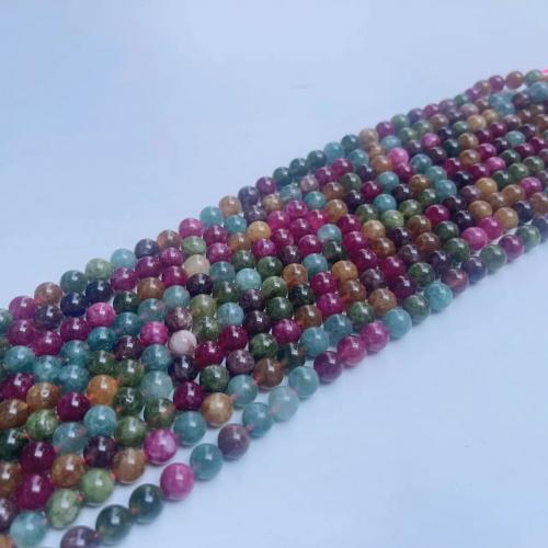 Gemstone smykker perler, Turmalin, Runde, poleret, du kan DIY & forskellig størrelse for valg, blandede farver, Solgt Per Ca. 38 cm Strand