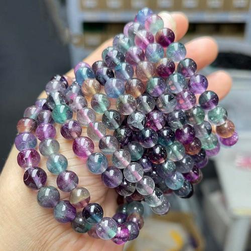 Gemstone Bracelets, Colorful Fluorite, Round, fashion jewelry & different size for choice & for woman, mixed colors, Length:Approx 18 cm, Sold By PC