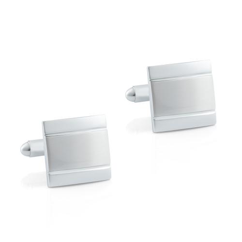 Cufflinks Brass Square silver color plated brushed & for man nickel lead & cadmium free Sold By Pair