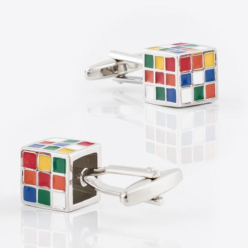 Cufflinks, Brass, Square, stoving varnish, Unisex, nickel, lead & cadmium free, 12x12mm, Sold By Pair