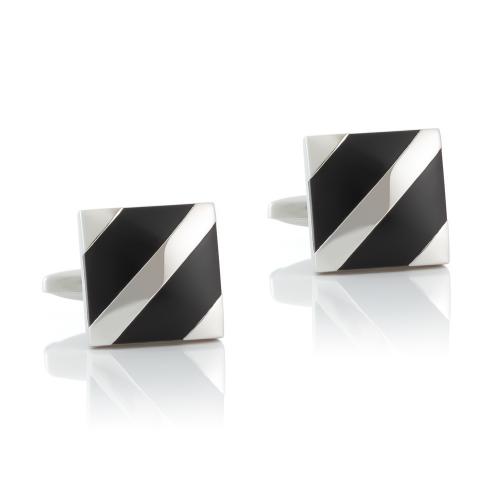 Cufflinks Brass Square silver color plated for man & epoxy gel nickel lead & cadmium free Sold By Pair