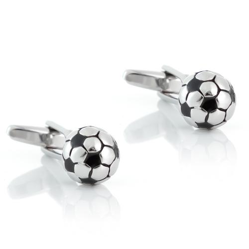 Cufflinks Brass Football silver color plated for man nickel lead & cadmium free Sold By Pair