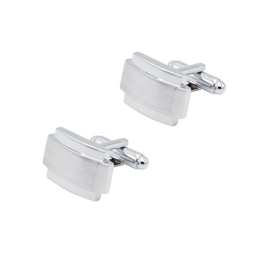Cufflinks Brass silver color plated brushed & for man nickel lead & cadmium free Sold By Pair