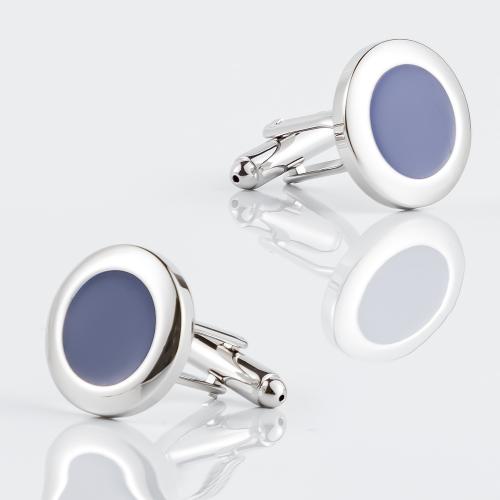 Cufflinks Brass silver color plated for man & enamel nickel lead & cadmium free Sold By Pair