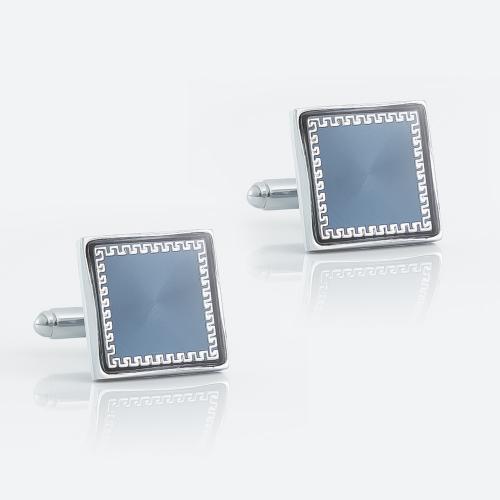 Cufflinks Brass Square silver color plated for man & epoxy gel nickel lead & cadmium free Sold By Pair
