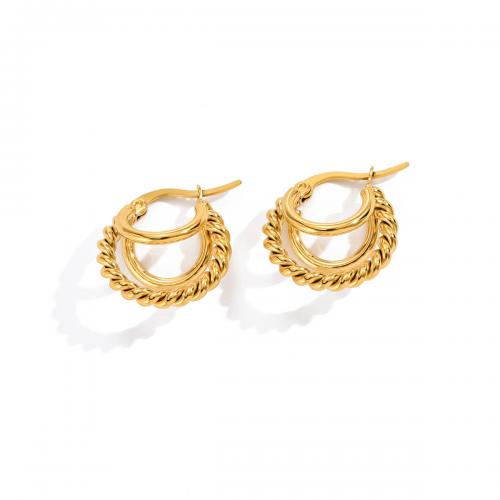 Titanium Steel  Earring, 18K gold plated, fashion jewelry & for woman, golden, 21x20mm, Sold By Pair