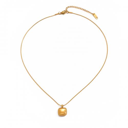 Titanstahl Halskette, mit Verlängerungskettchen von 5cm, 18K vergoldet, Modeschmuck & für Frau, goldfarben, 16x12mm, verkauft per ca. 40 cm Strang