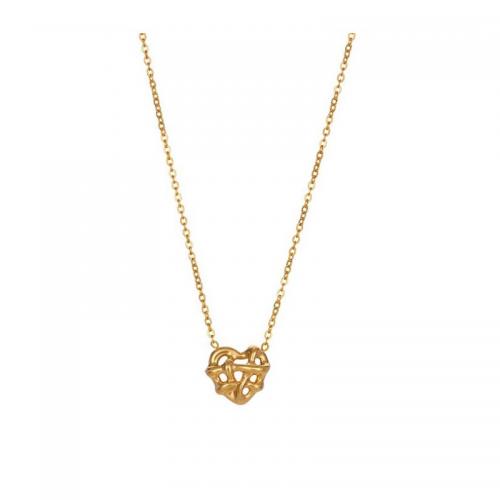 Stainless Steel Jewelry Necklace 316L Stainless Steel with 6cm extender chain Heart gold color plated fashion jewelry & for woman golden Sold Per Approx 39 cm Strand