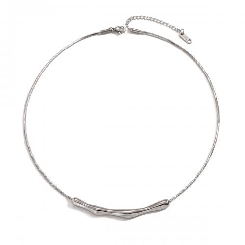Titanium Steel Necklace, with 5cm extender chain, fashion jewelry & for woman, silver color, 64x6mm, Sold Per Approx 40 cm Strand