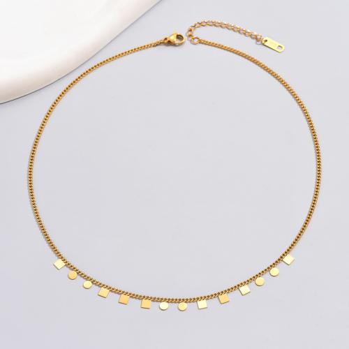 Titanium Steel Necklace, with 6cm extender chain, 18K gold plated, fashion jewelry & for woman, golden, Sold Per Approx 41 cm Strand