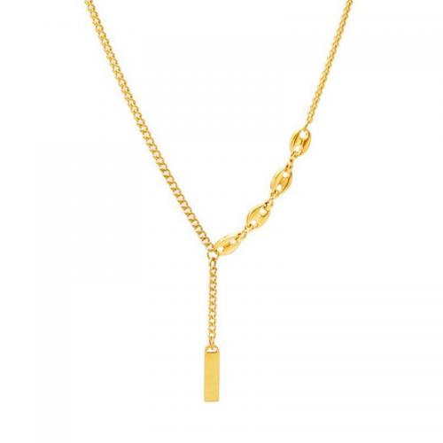 Collar de Acero Titanio, Partículas de acero, con 5cm extender cadena, Joyería & para mujer, dorado, longitud:aproximado 40 cm, Vendido por UD