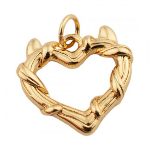 Pingentes de coração de bronze, cobre, joias de moda & para mulher, dourado, níquel, chumbo e cádmio livre, 16.50x17mm, Buraco:Aprox 3.5mm, vendido por PC