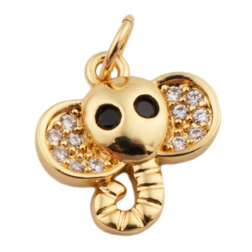 Cubic Zirconia Micro Pave Brass Pendant Elephant fashion jewelry & Unisex & micro pave cubic zirconia golden nickel lead & cadmium free Approx 3mm Sold By PC