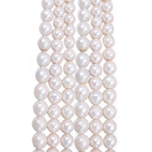 Natural Freshwater Pearl Loose Beads Slightly Round DIY white Length about 12-15mm Sold Per Approx 38 cm Strand