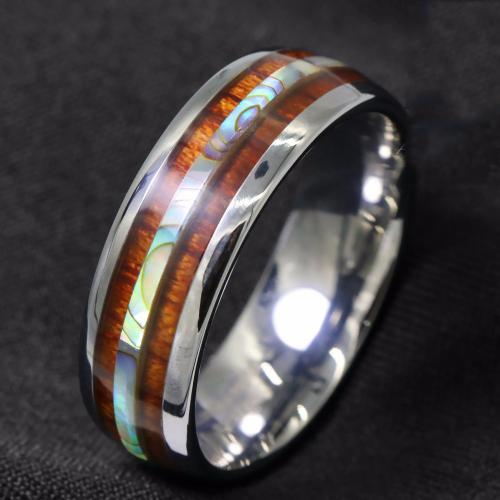 Stainless Steel Finger Ring, 304 Stainless Steel, with Shell, Round, Vacuum Ion Plating, different size for choice & for man, more colors for choice, Sold By PC