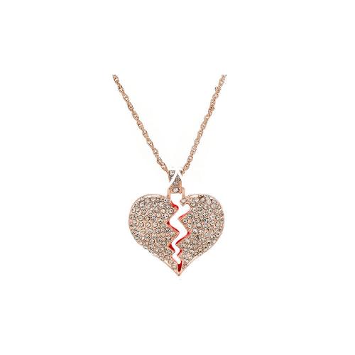 Zinc Alloy smykker halskæde, med Magnet, Heart, forgyldt, for par & med rhinestone, flere farver til valg, 40x50mm, Solgt af PC