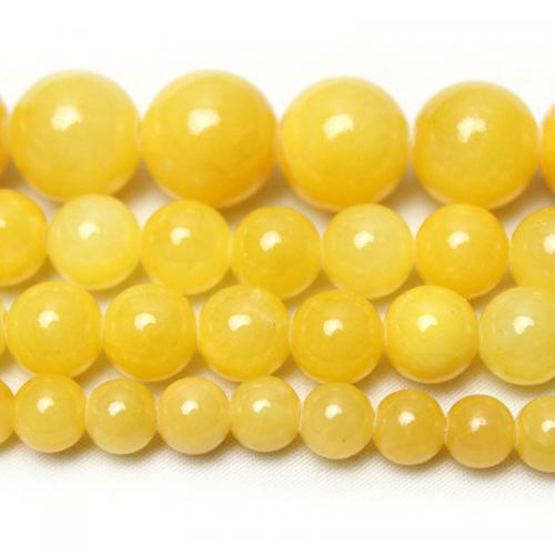 Jade Perlen, Blassbraune Jade, rund, DIY & verschiedene Größen vorhanden, gelb, verkauft von PC