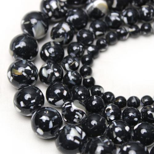 Türkis Perlen, Synthetische Türkis, rund, DIY & verschiedene Größen vorhanden, schwarz, verkauft von Strang