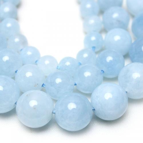 Natural Chalcedony Bead Round DIY blue Sold By Strand