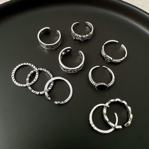 Cink Alloy Ring Set, Cink ötvözet, -val Kristály, 10 darab & divat ékszerek & a nő, az eredeti szín, nikkel, ólom és kadmium mentes, Által értékesített Set