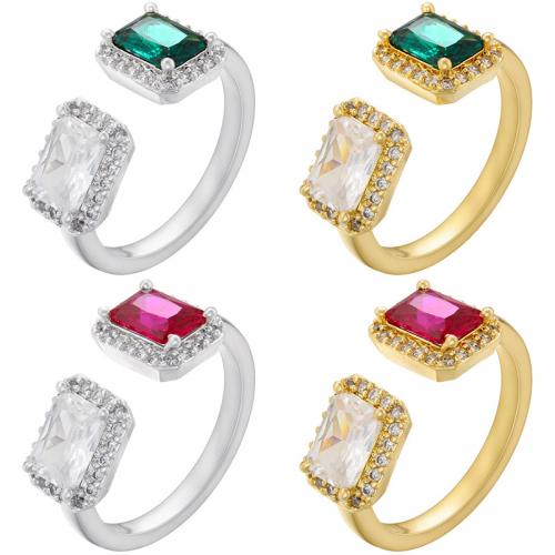 Kubisk Circonia Micro bane messing Ring, Square, mode smykker & Micro Pave cubic zirconia & for kvinde, flere farver til valg, nikkel, bly & cadmium fri, Solgt af PC