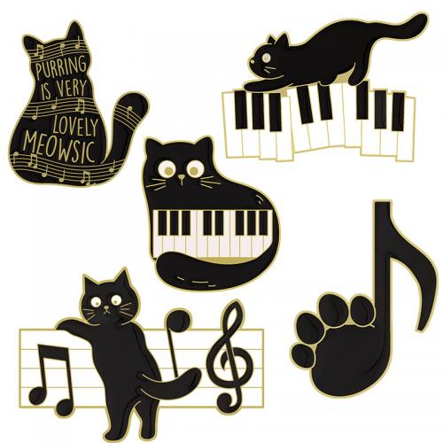 Tibetan Style Brooches, Cat, stoving varnish, Unisex & different styles for choice, black, 10PCs/Lot, Sold By Lot