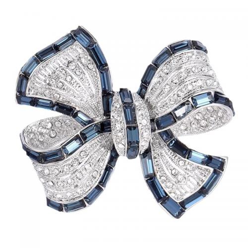 Tibetan Style Brooches, with Rhinestone, fashion jewelry & for woman & with rhinestone, more colors for choice, nickel, lead & cadmium free, 42x32mm, Sold By PC