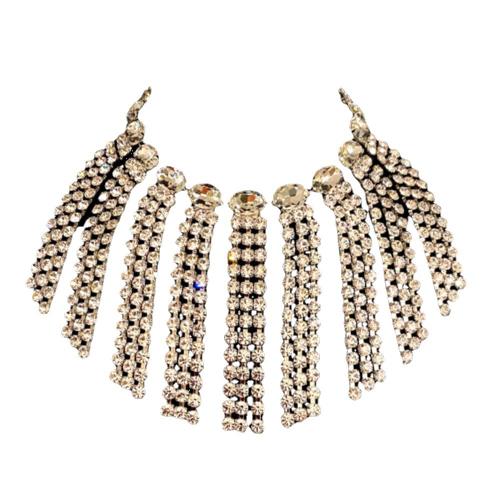 Rhinestone Fringe Necklace, with Brass, silver color plated, fashion jewelry & for woman, Hole:Approx 1.4mm, Length:Approx 12-20 Inch, Sold By PC