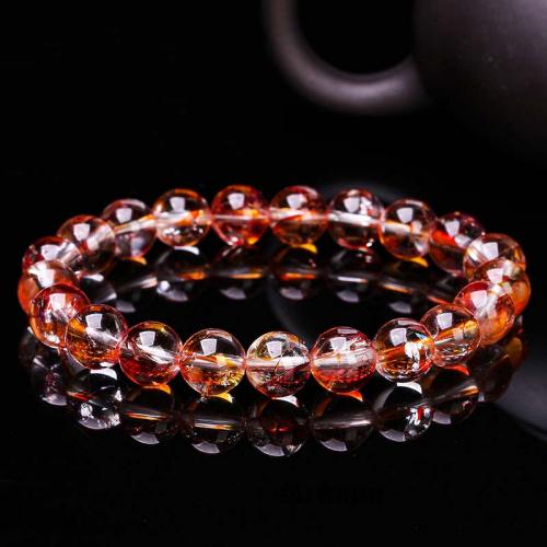 Bracelets quartz, Cristal naturel, Rond, bijoux de mode & unisexe & normes différentes pour le choix, orange, Longueur:Environ 18 cm, Vendu par PC
