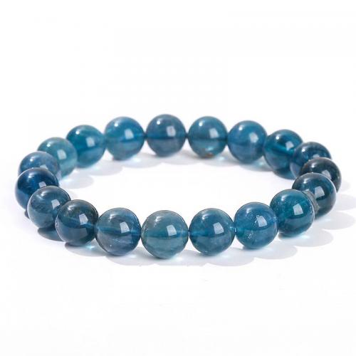 Gemstone Bracelets, Blue Fluorite, Round, fashion jewelry & different grades for choice & Unisex & different size for choice, more colors for choice, Length:Approx 18 cm, Sold By PC