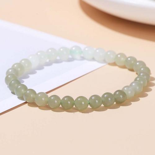 Gemstone Bracelets Hetian Jade Round fashion jewelry & gradient color & Unisex mixed colors 6mm Length Approx 18 cm Sold By PC