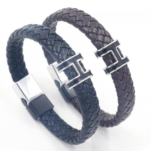 PU Leather Cord Bracelets Zinc Alloy with Magnet & PU Leather Letter H plated fashion jewelry & Unisex & enamel nickel lead & cadmium free 11mm Length Approx 21 cm Sold By PC