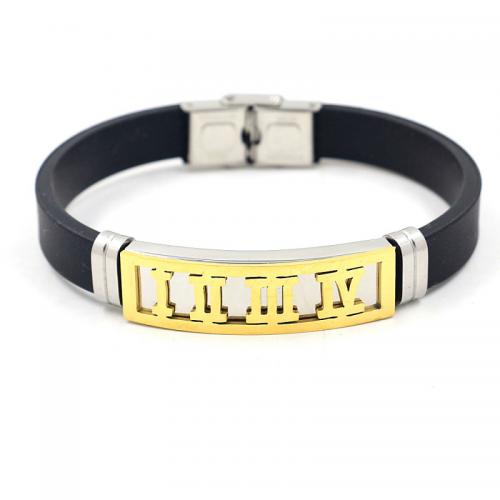 PU Leather Cord Bracelets with Titanium Steel Vacuum Ion Plating fashion jewelry & Unisex 10mm Length Approx 21.5 cm Sold By PC