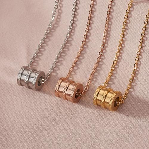 Titanium Steel Necklace, with 5cm extender chain, Column, Vacuum Ion Plating, fashion jewelry & for woman, more colors for choice, nickel, lead & cadmium free, Length:Approx 40 cm, Sold By PC