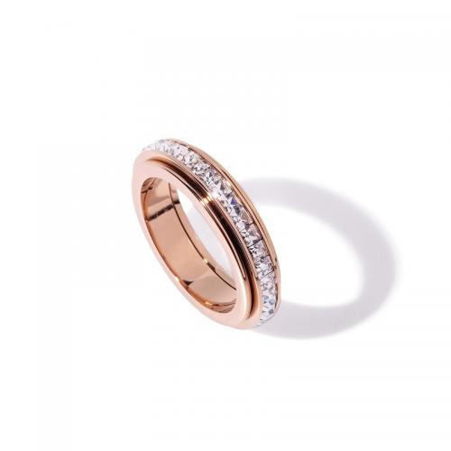 Titanium Čelik Finger Ring, modni nakit & za žene & s Rhinestone, više boja za izbor, nikal, olovo i kadmij besplatno, Prodano By PC