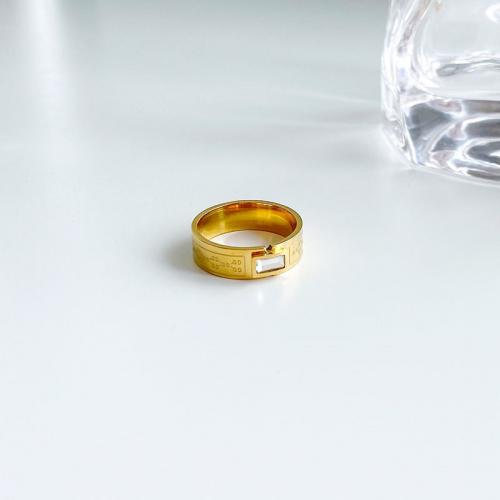 Titan Edelstahl Ringe, Titanstahl, Modeschmuck & verschiedene Größen vorhanden & für Frau & mit Strass, goldfarben, frei von Nickel, Blei & Kadmium, verkauft von PC
