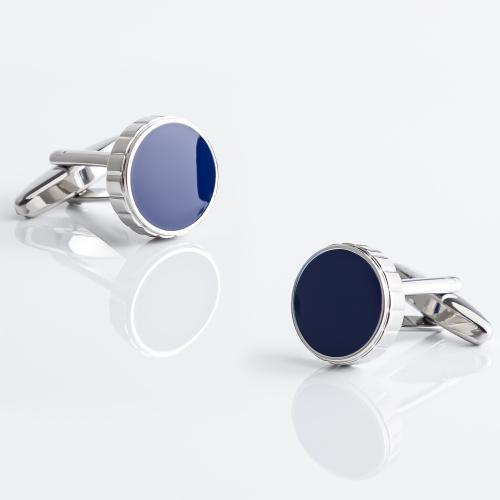 Cufflinks, Brass, Round, silver color plated, for man & epoxy gel, nickel, lead & cadmium free, 15x15mm, Sold By Pair