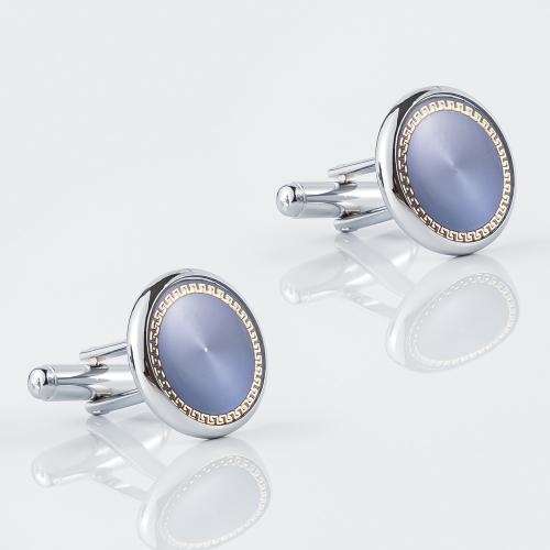 Cufflinks Brass Round silver color plated for man nickel lead & cadmium free Sold By Pair
