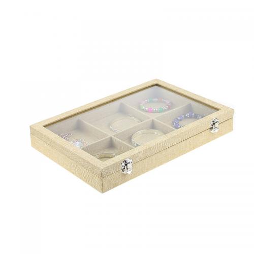 Boîte à bijoux multifonctions, Fibreboard de densité moyenne, avec Toile de lin, rectangle, Anti-poussière & styles différents pour le choix, 350x240x48mm, Vendu par PC