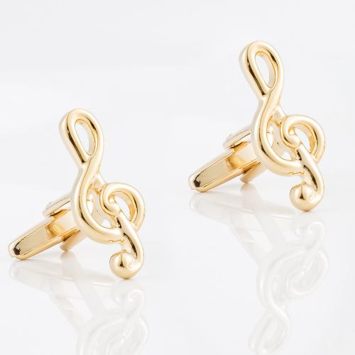 Cufflinks, Brass, Music Note, gold color plated, for man, nickel, lead & cadmium free, 10.50x25.80mm, Sold By Pair