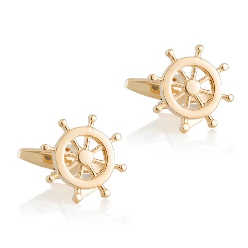 Cufflinks Brass Ship Wheel plated for man nickel lead & cadmium free Sold By Pair