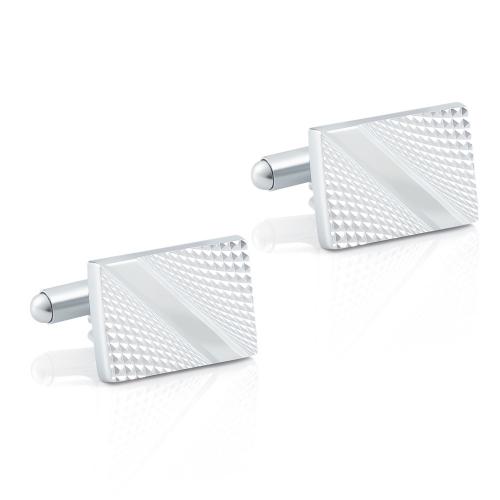 Cufflinks, Brass, Rectangle, silver color plated, for man, nickel, lead & cadmium free, 18x13mm, Sold By Pair