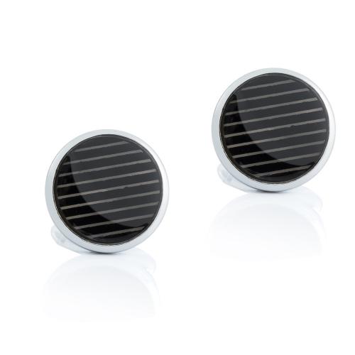 Cufflinks, Brass, Round, silver color plated, for man, nickel, lead & cadmium free, 18x18mm, Sold By Pair