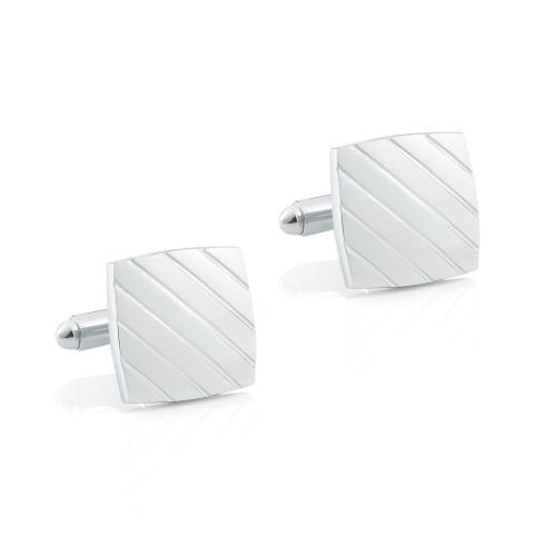 Cufflinks Brass Square silver color plated brushed & for man nickel lead & cadmium free Sold By Pair