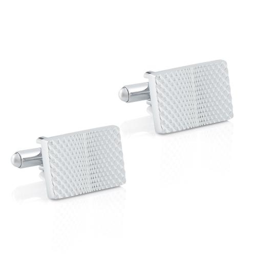 Cufflinks Brass Rectangle silver color plated for man nickel lead & cadmium free Sold By Pair